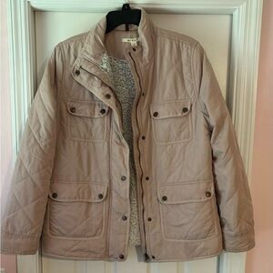 Quilted Dusty Pink Jacket with Sherpa Lining - Size Large EUC